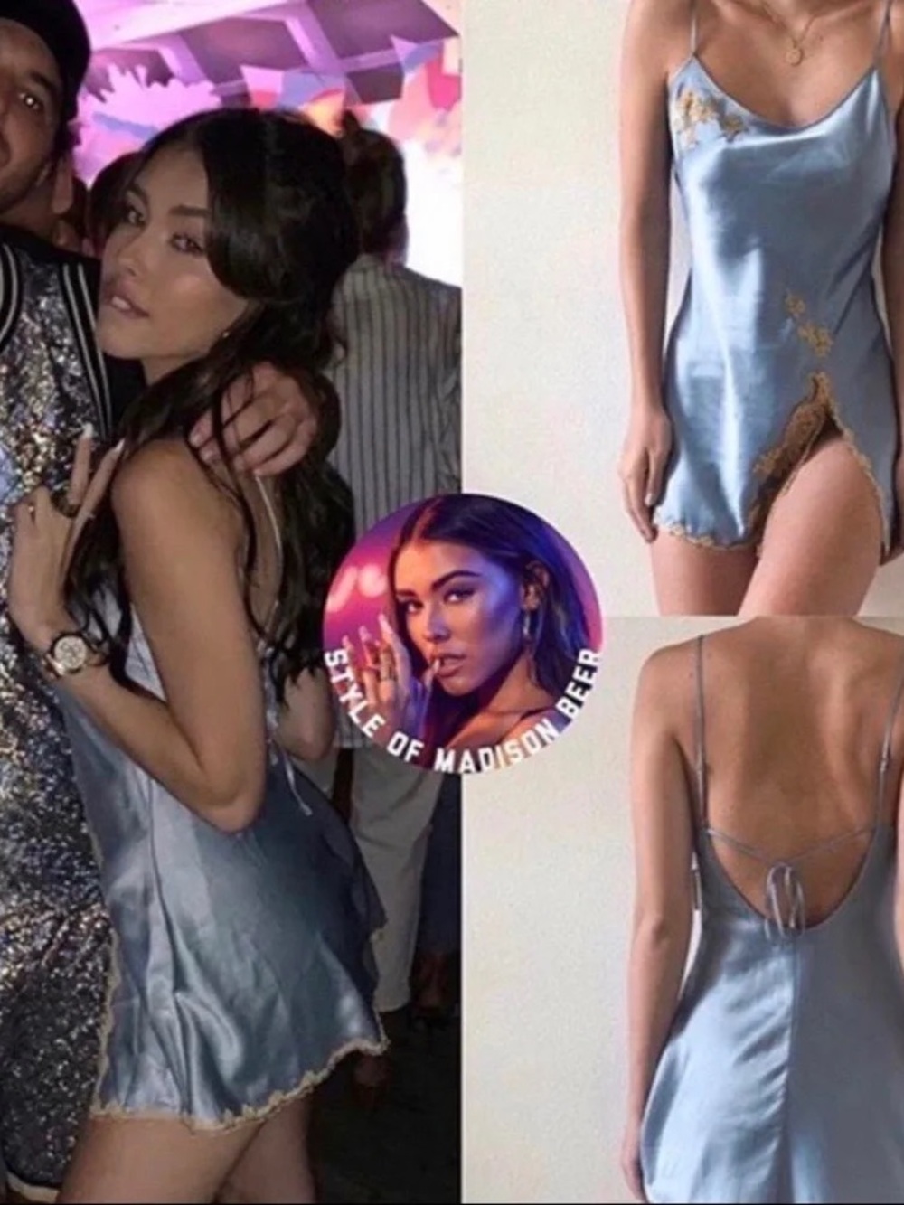 VTG Y2K Victoria’s Secret Madison Beer Blue Lace Slip Dress NWT Medium